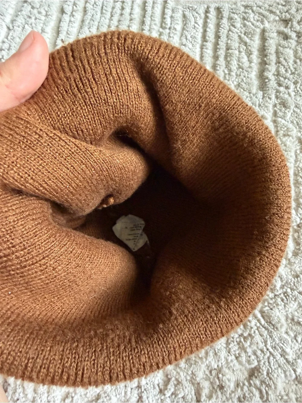 Carhartt Brown Knit Cuffed Beanie with Logo Patch